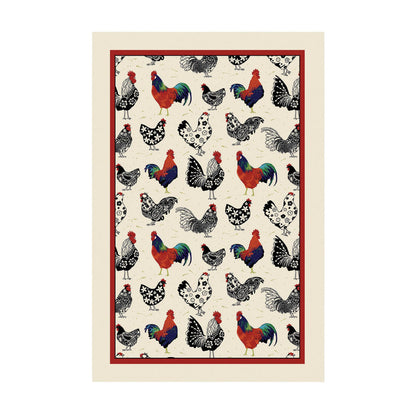 Rooster Cotton Tea Towel in Cream