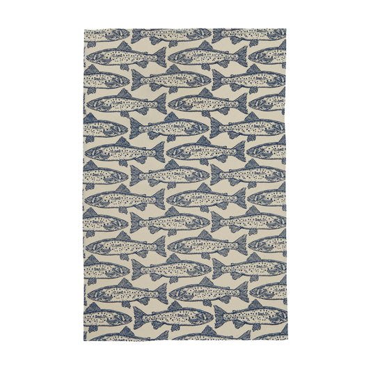 Salmon Cotton Tea Towel in Blue
