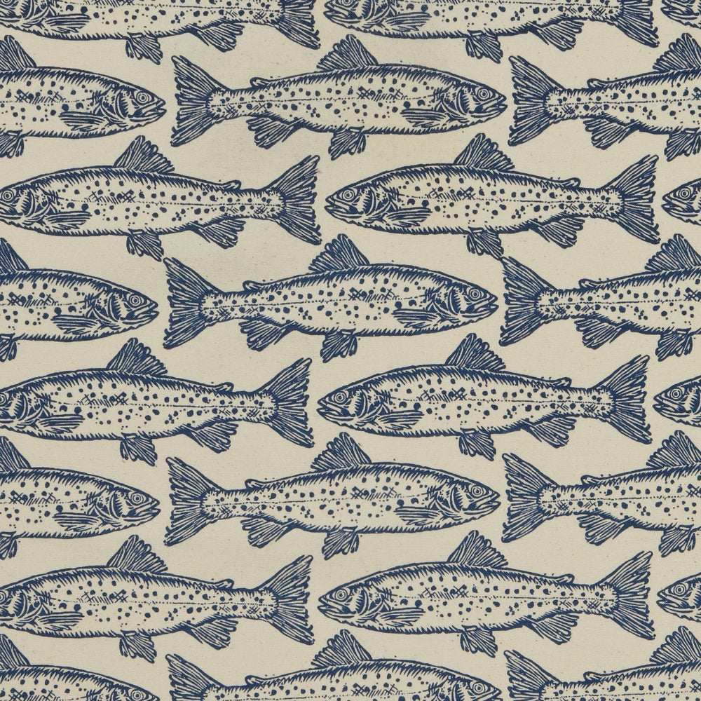 Salmon Cotton Tea Towel in Blue