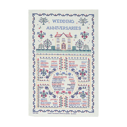 Wedding Sampler Cotton Tea Towel in Yellow