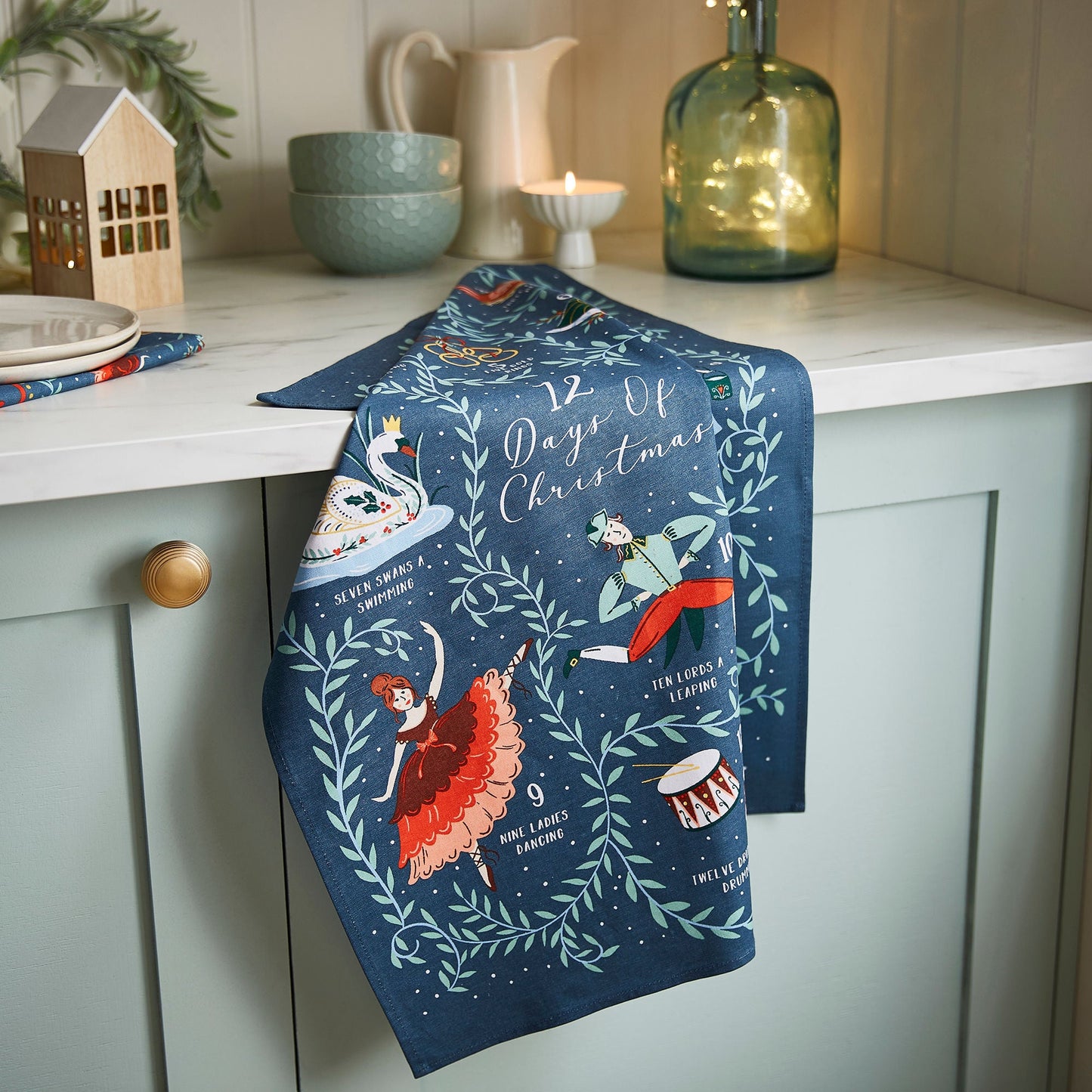 Ulster Weavers 12 Days of Christmas Tea Towel - Cotton One Size in Green - Tea Towel - Ulster Weavers