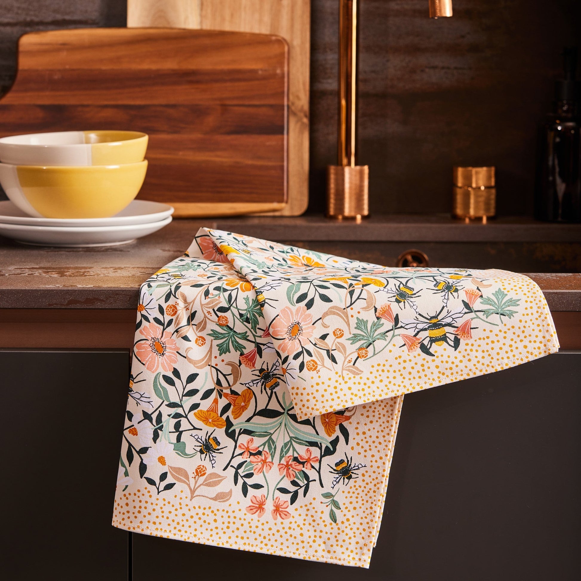Ulster Weavers Bee Bloom Tea Towel - Cotton One Size in Multi - Tea Towel - Ulster Weavers