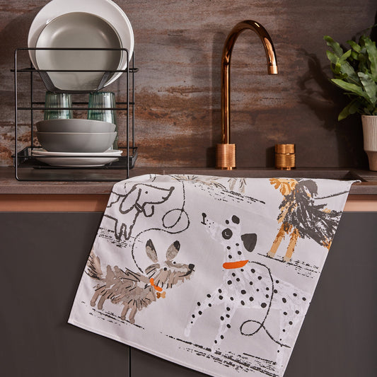 Ulster Weavers Dog Days Tea Towel - Cotton One Size in Grey - Tea Towel - Ulster Weavers