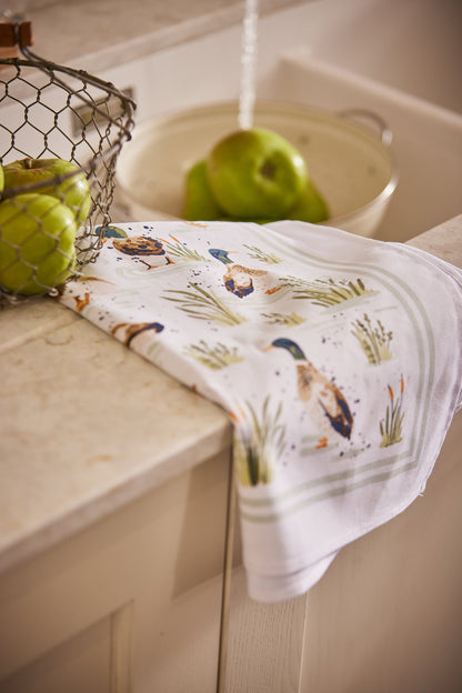 Ulster Weavers Farmhouse Ducks Tea Towel - Cotton One Size in Sage - Tea Towel - Ulster Weavers
