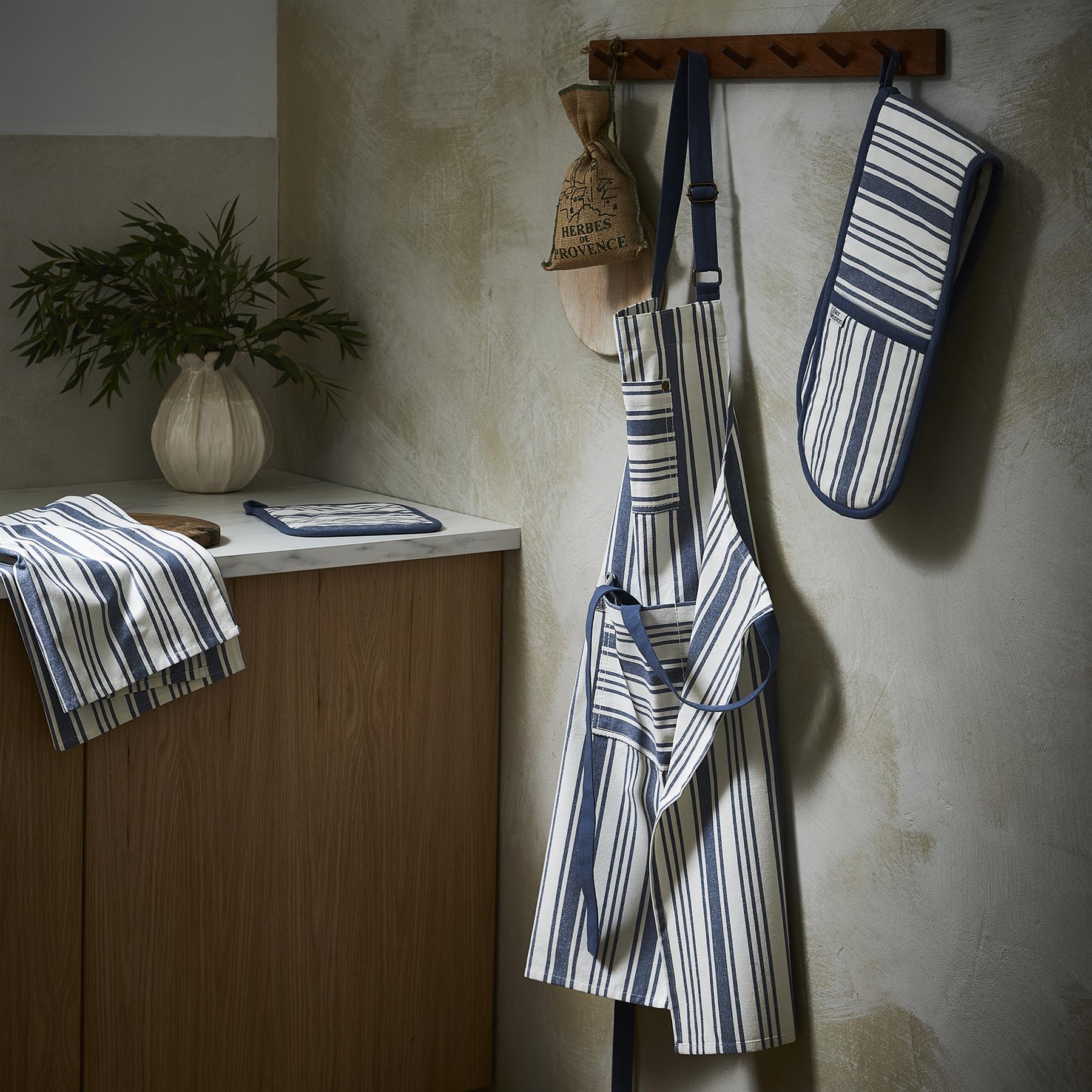 Ulster Weavers Denim Stripe Apron - Cotton One Size in Blue - Apron - Ulster Weavers