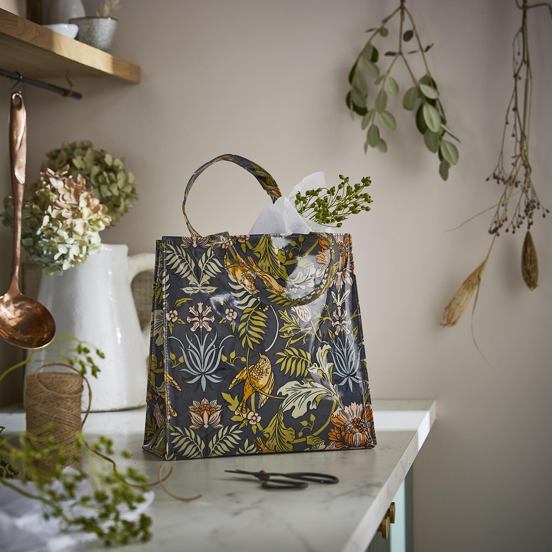 Ulster Weavers Finch & Flower PVC Bag - Small in Navy - Bag - Ulster Weavers