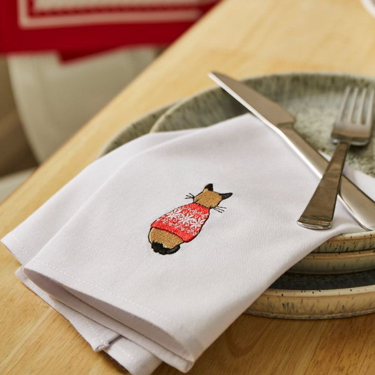 Christmas Cats in Waiting Napkins 2 Pack in Red - Napkin - Ulster Weavers