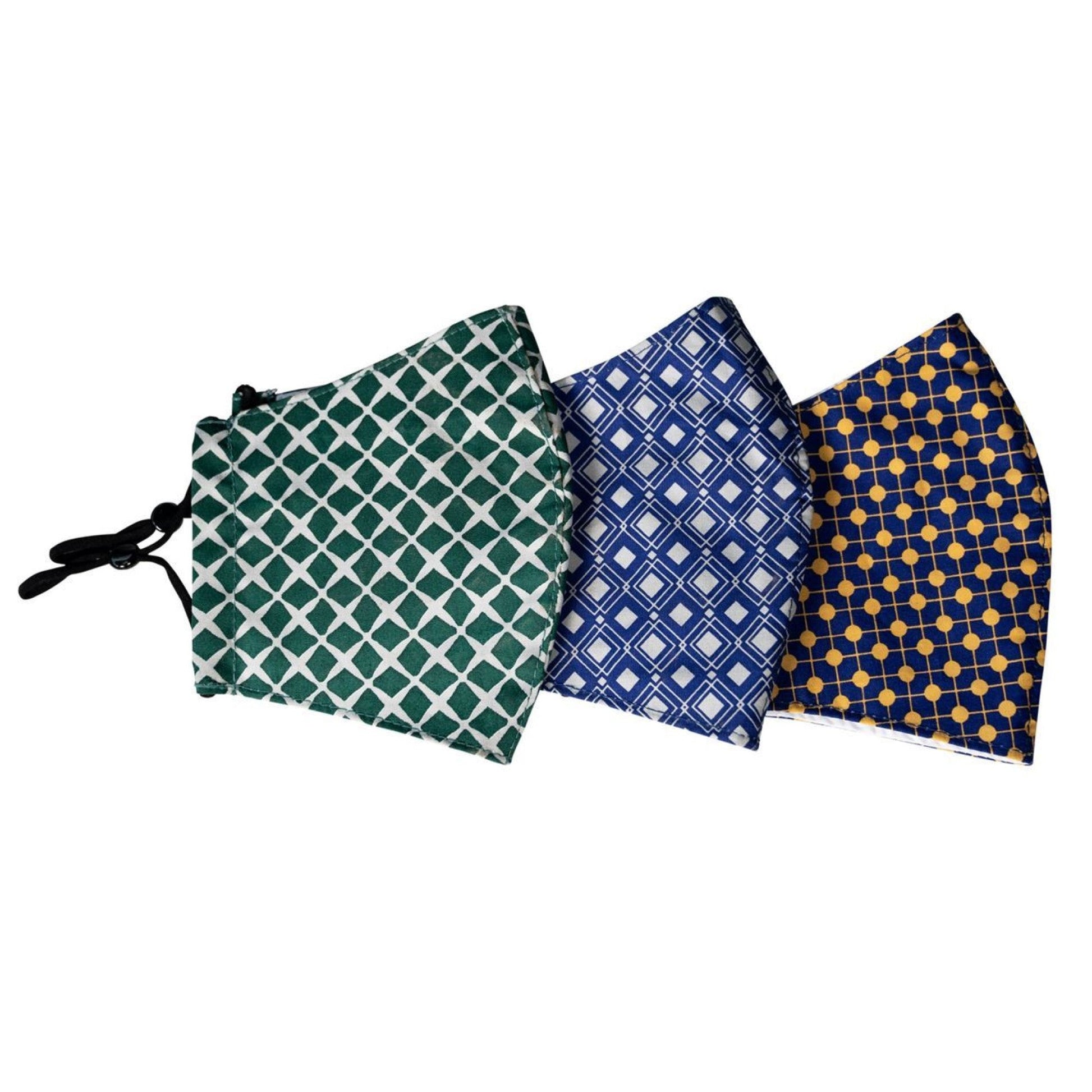 Ulster Weavers Face Coverings - Diamonds (100% Cotton, Multicolour, Pack of 3) - Face Coverings - Ulster Weavers