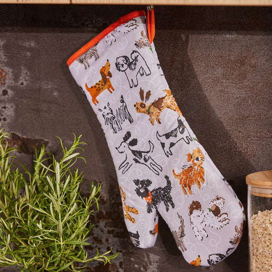 Ulster Weavers Dog Days Gauntlet Oven Glove One Size in Grey - Gauntlet Oven Glove - Ulster Weavers