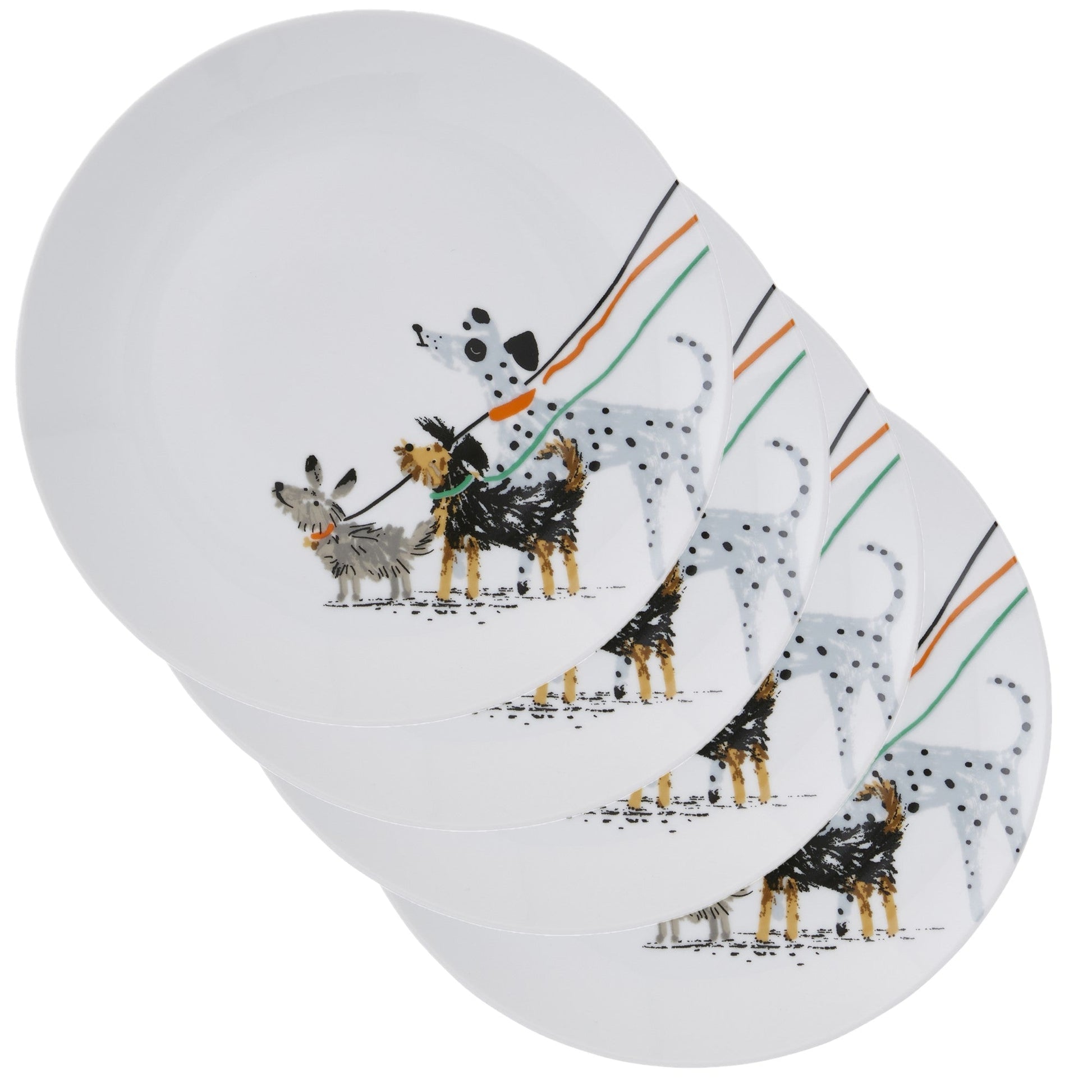Ulster Weavers Dog Days Side Plate - Porcelain - 4 Pack One Size in White - Plates - Ulster Weavers
