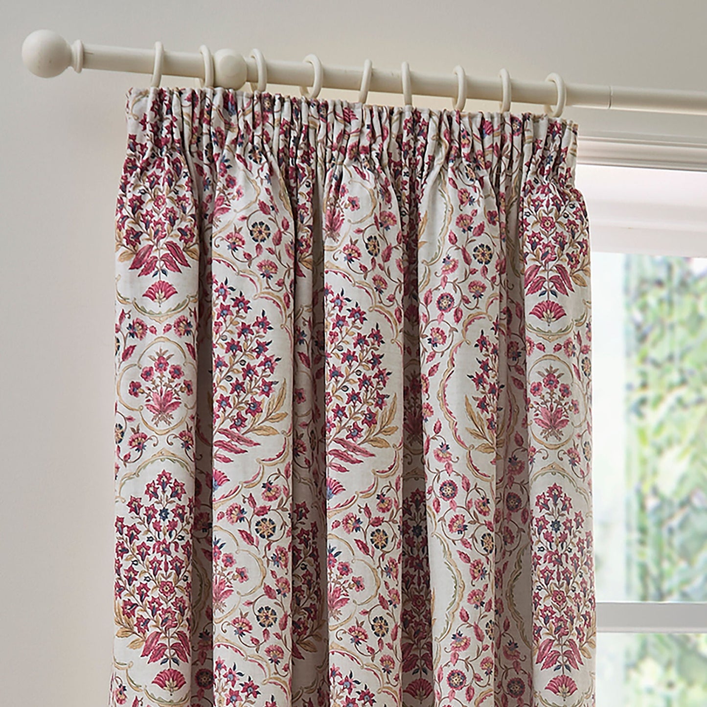 Ashmead Pair of Pencil Pleat Curtains in Berry - Pair of Pencil Pleat Curtains - D & D
