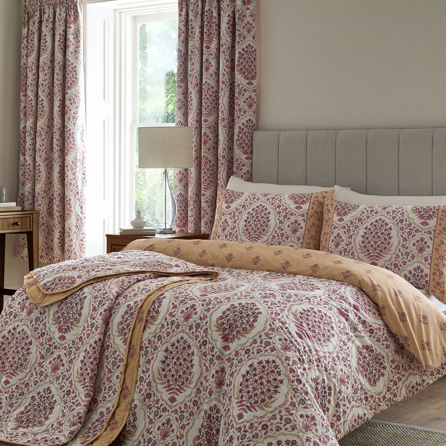 Ashmead Pair of Pencil Pleat Curtains in Berry - Pair of Pencil Pleat Curtains - D & D