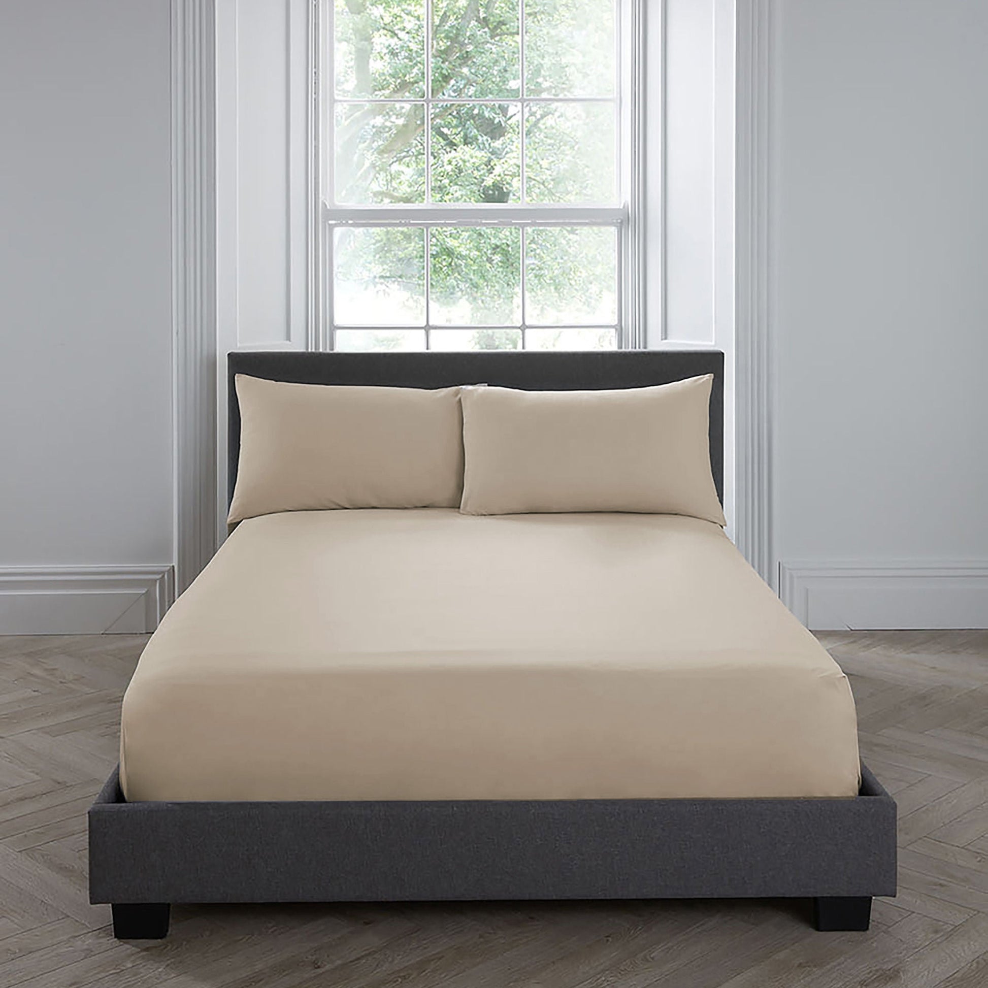 200TC Plain Dye 35cm Fitted Bed Sheet by Appletree Boutique in Natural - 35cm Fitted Bed Sheet - Appletree Boutique
