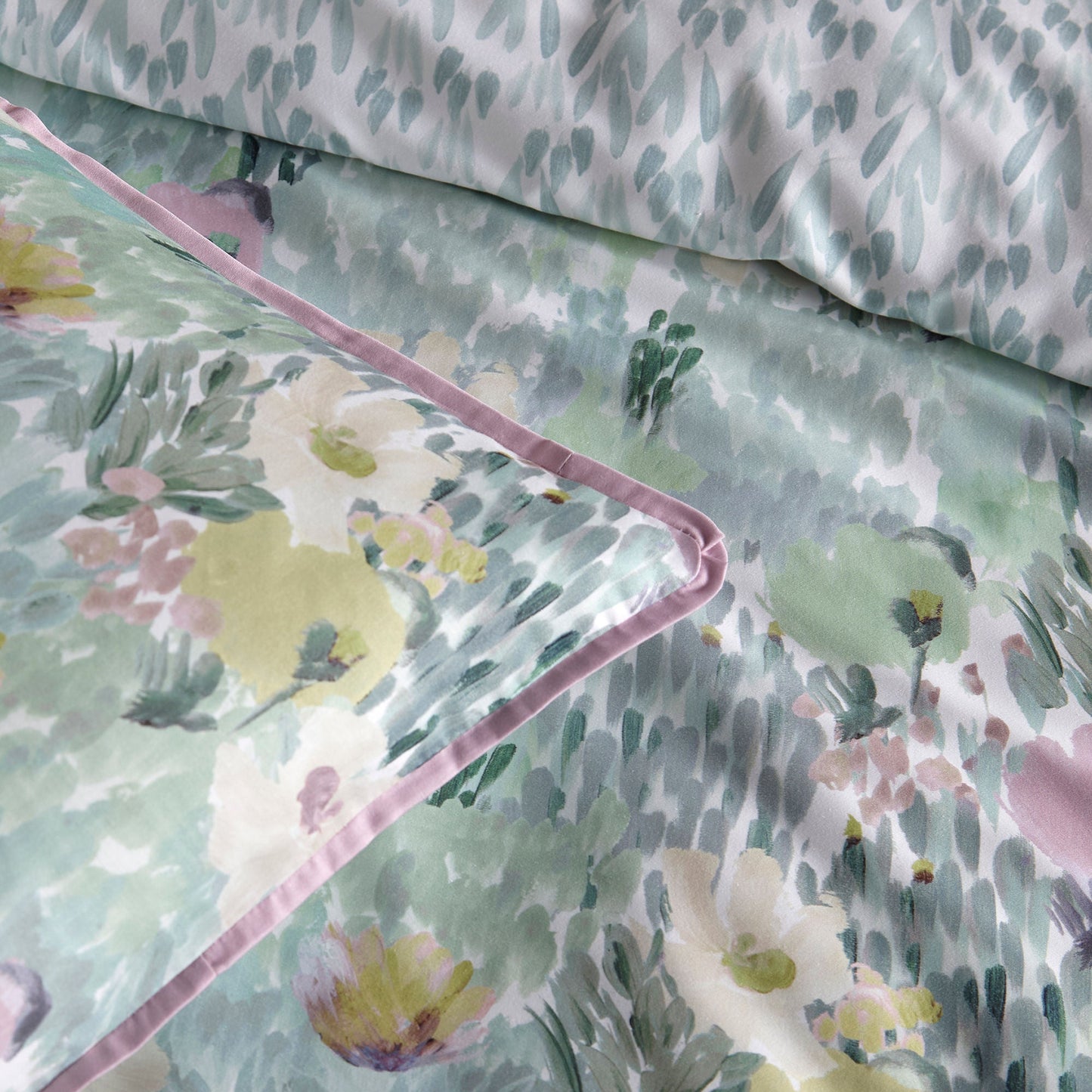 Abstract Floral Duvet Cover Set in Green
