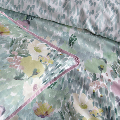 Abstract Floral Duvet Cover Set in Green