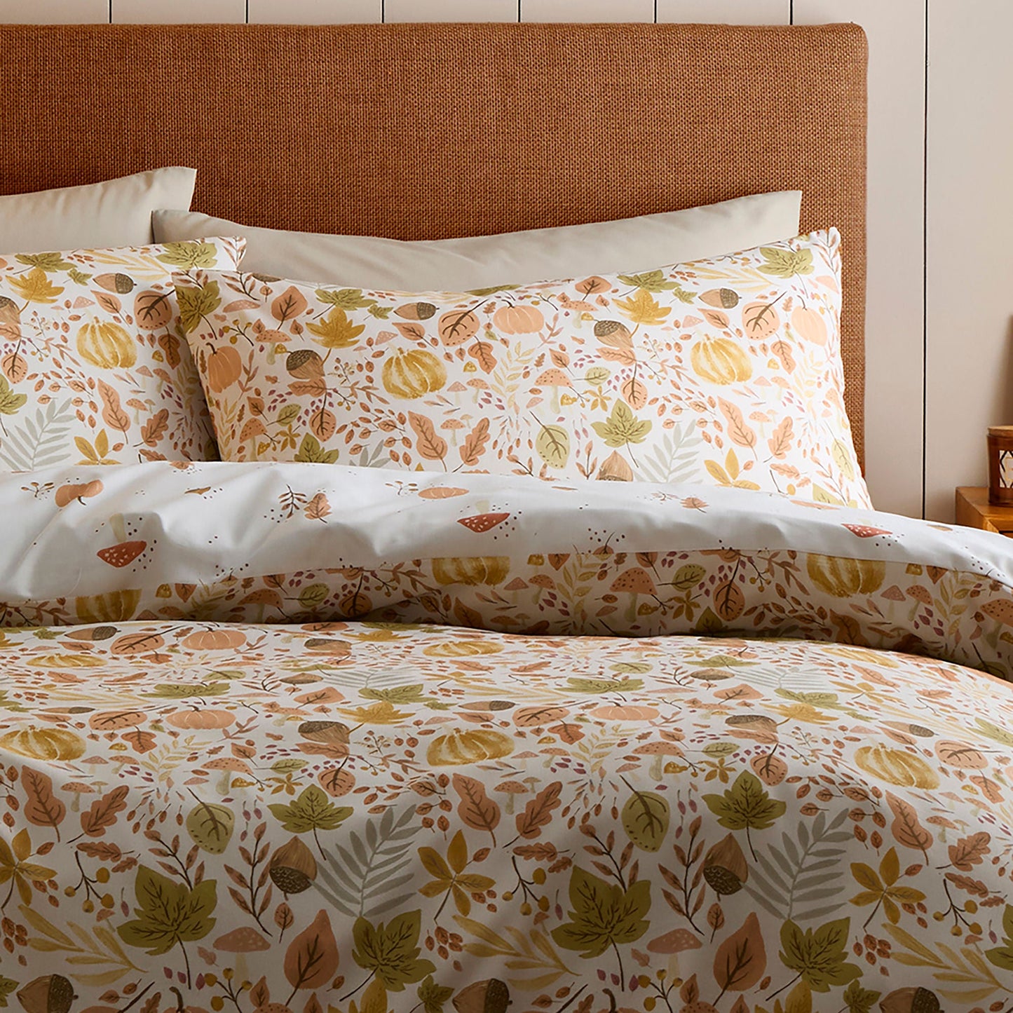 Autumn Foliage Duvet Cover Set in Natural - Duvet Cover Set - Dreams & Drapes