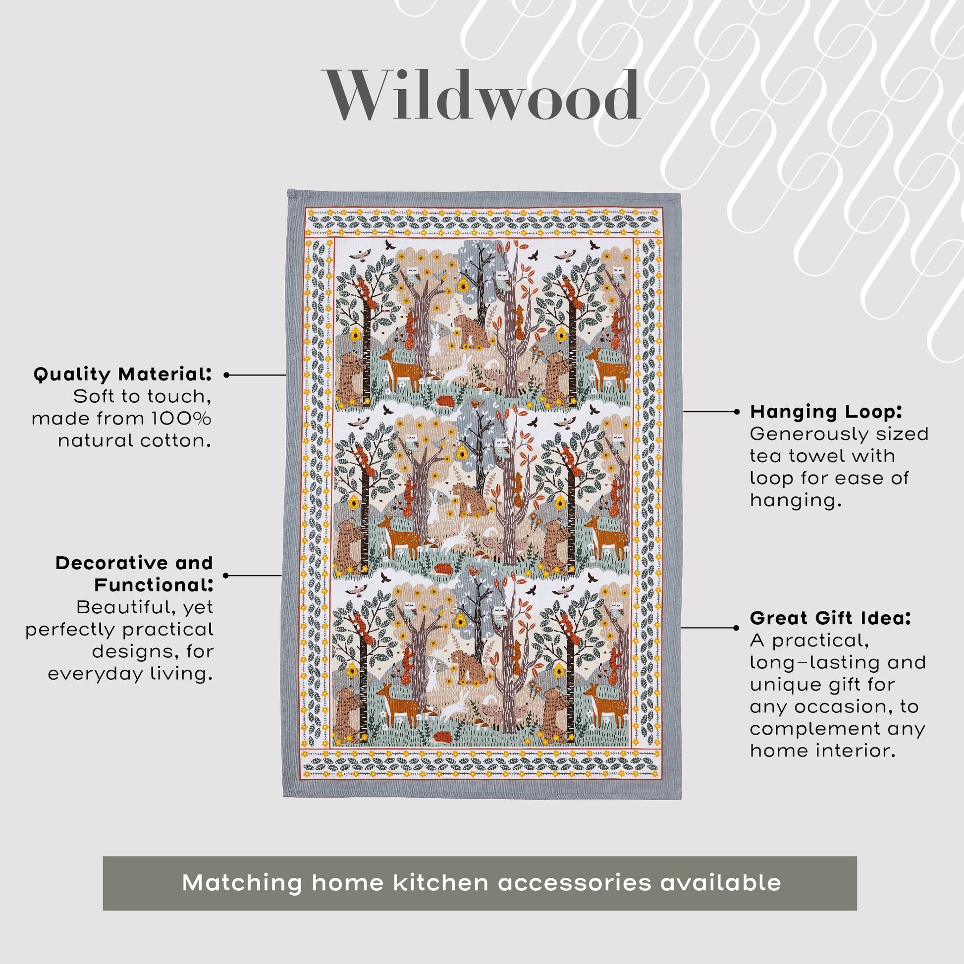 Ulster Weavers Cotton Tea Towel - Wildwood (100% Cotton, Blue) - Tea Towel - Ulster Weavers