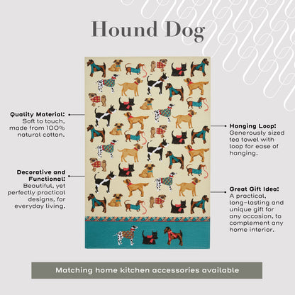 Ulster Weavers Cotton Tea Towel - Hound Dog (100% Cotton, Turqouise) - Tea Towel - Ulster Weavers