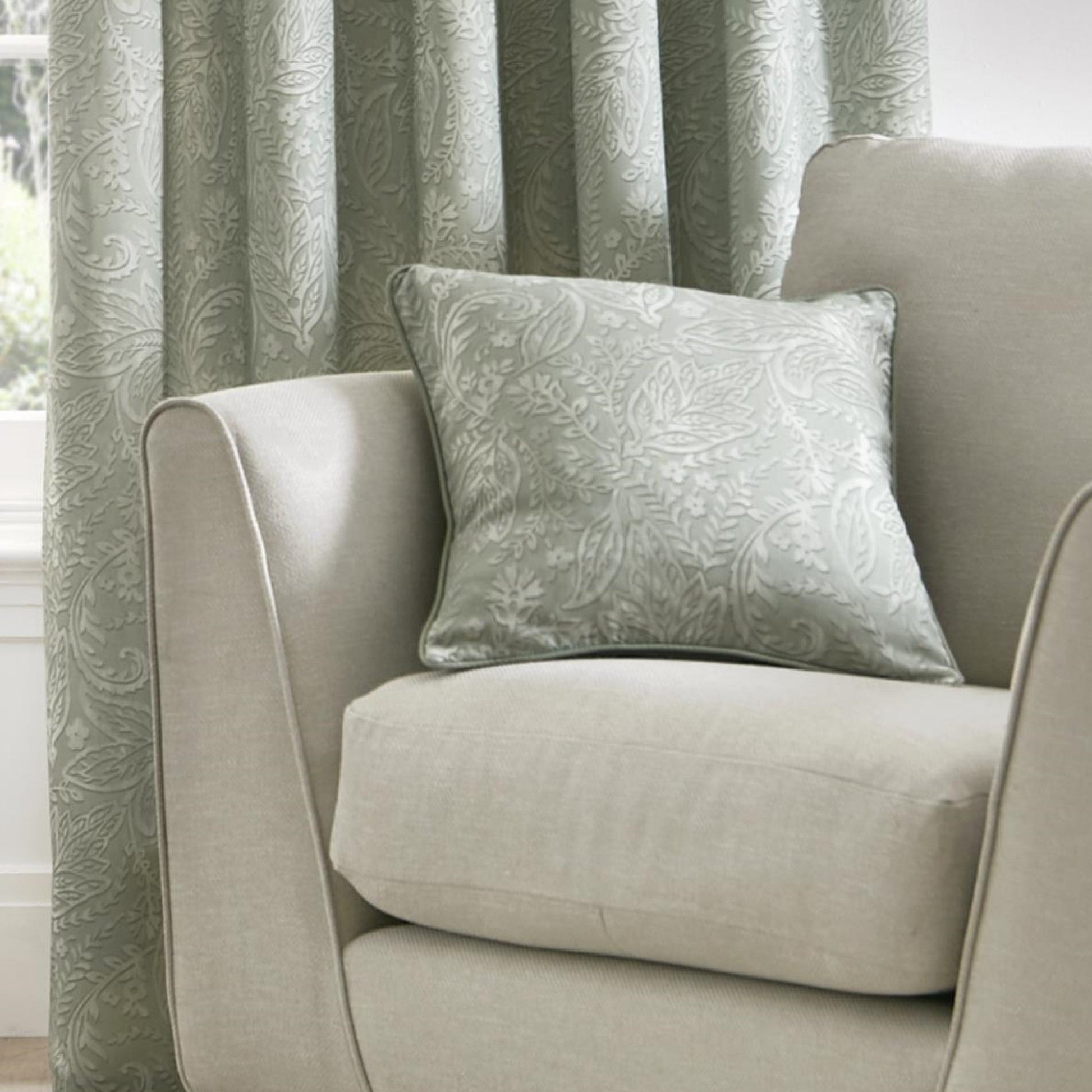 Aveline Cushion by Dreams & Drapes in Green 43 x 43cm - Cushion - Dreams & Drapes Curtains