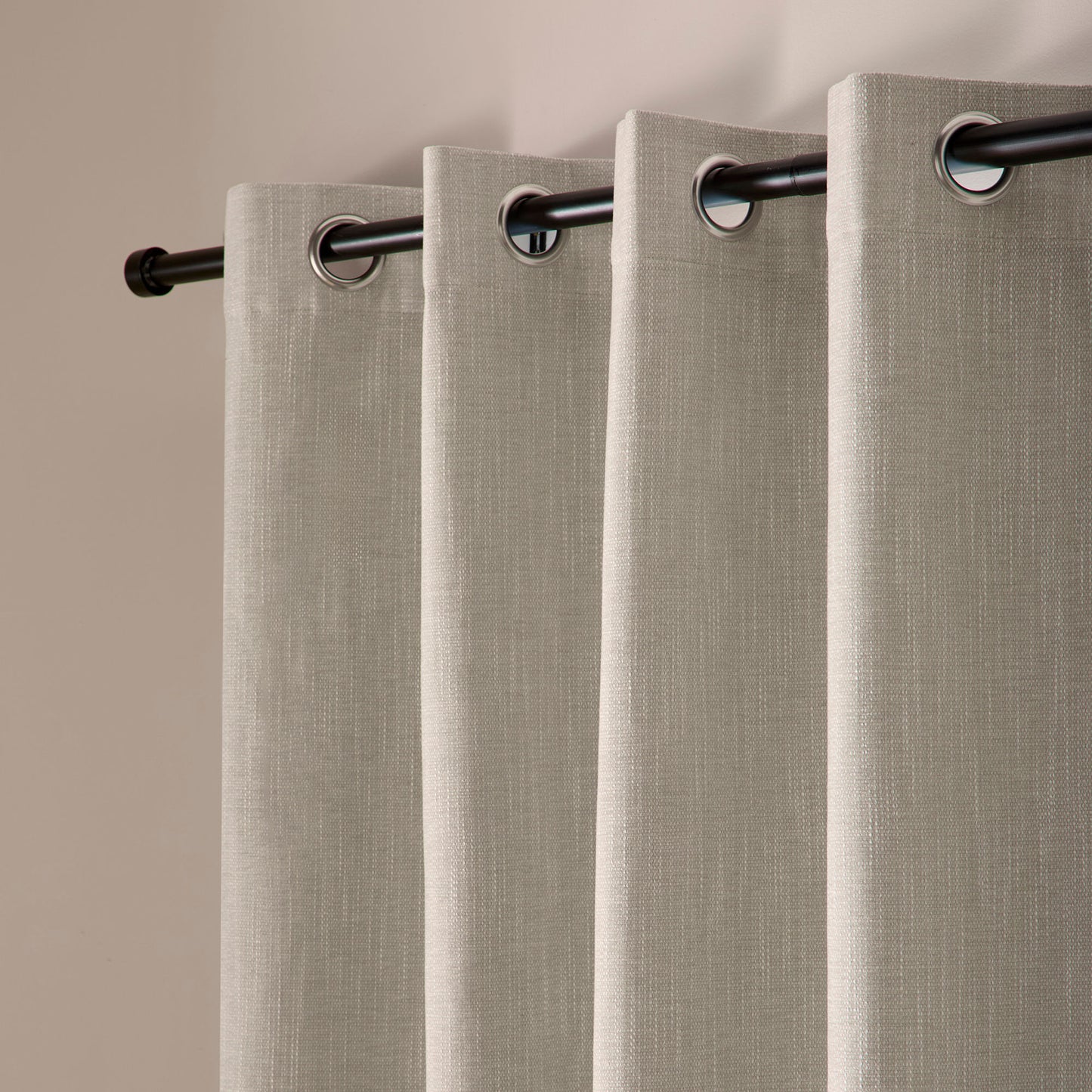 Boucle Chenille Pair of Eyelet Curtains in Cream