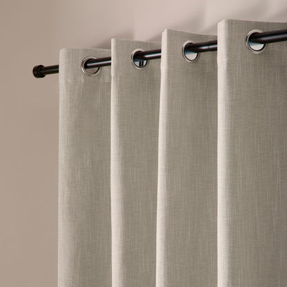 Boucle Chenille Pair of Eyelet Curtains in Cream