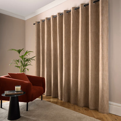 Boucle Chenille Pair of Eyelet Curtains in Natural