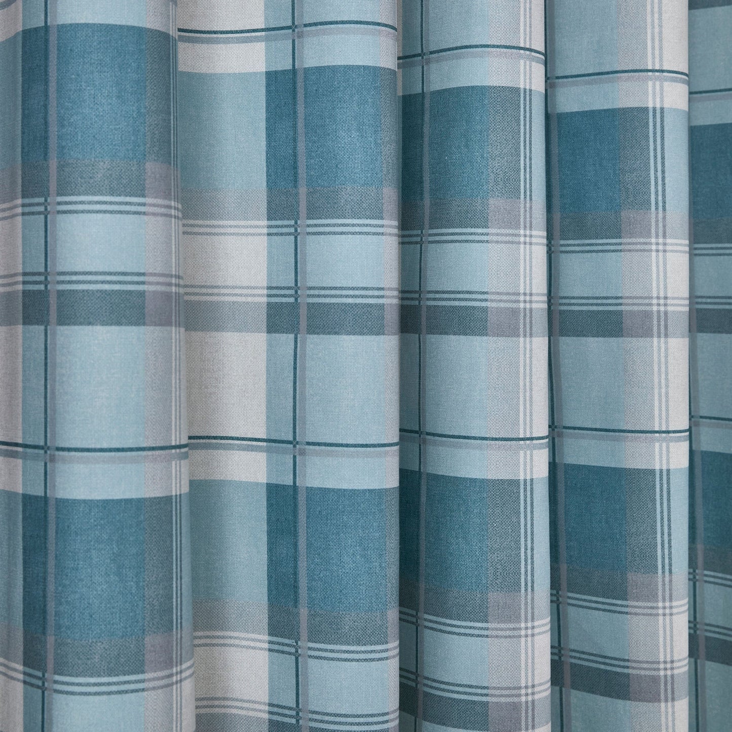 Balmoral Check Pair of Eyelet Curtains by Fusion in Duck Egg - Pair of Eyelet Curtains - Fusion