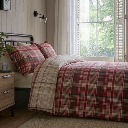 Bennet Check Duvet Cover Set in Red - Duvet Cover Set - D & D