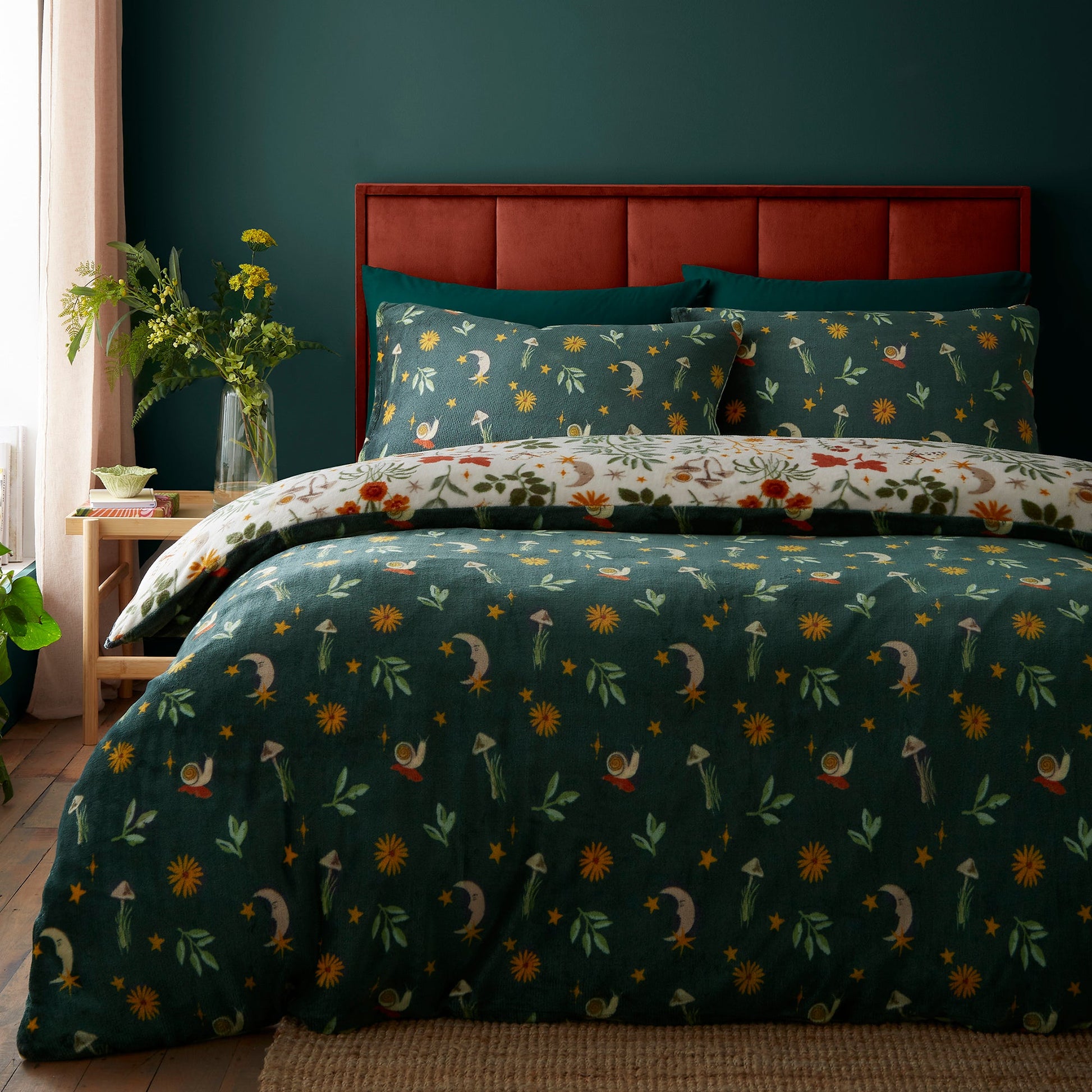 Botanical Mushrooms Duvet Cover Set in Natural - Duvet Cover Set - Fusion