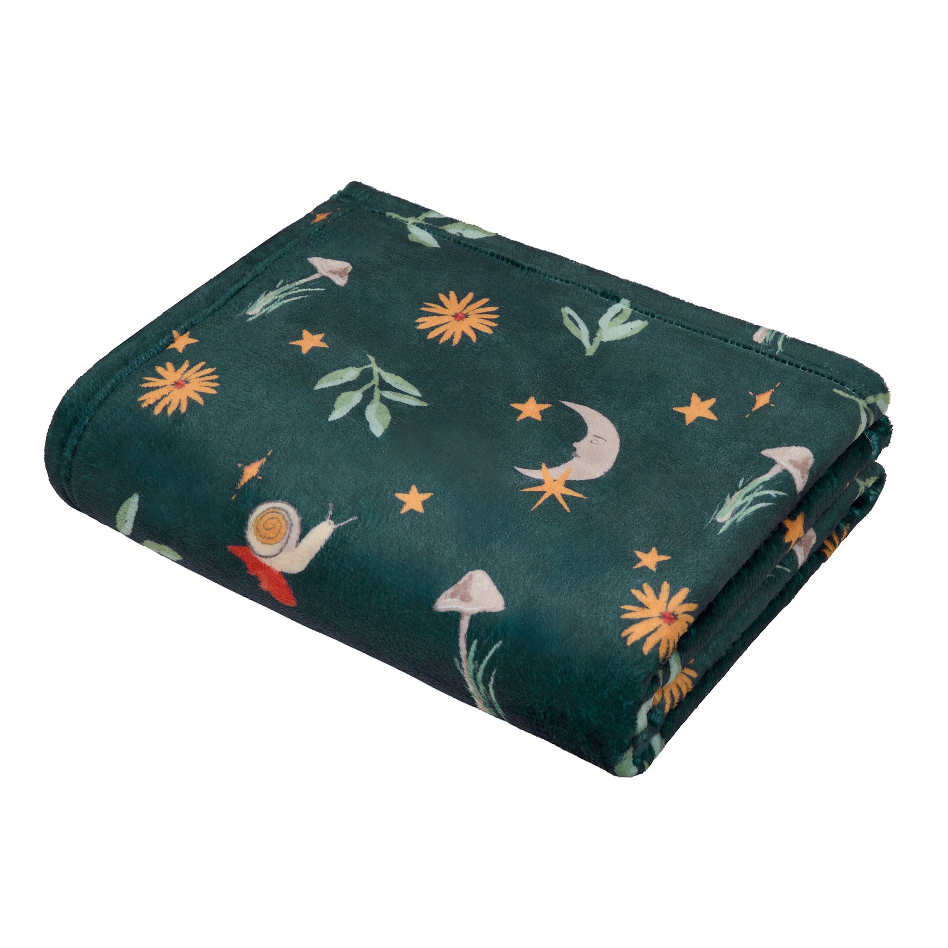 Botanical Mushrooms Throw in Green 120 x 150cm - Throw - Fusion
