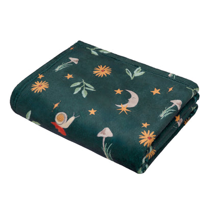 Botanical Mushrooms Throw in Green 120 x 150cm - Throw - Fusion