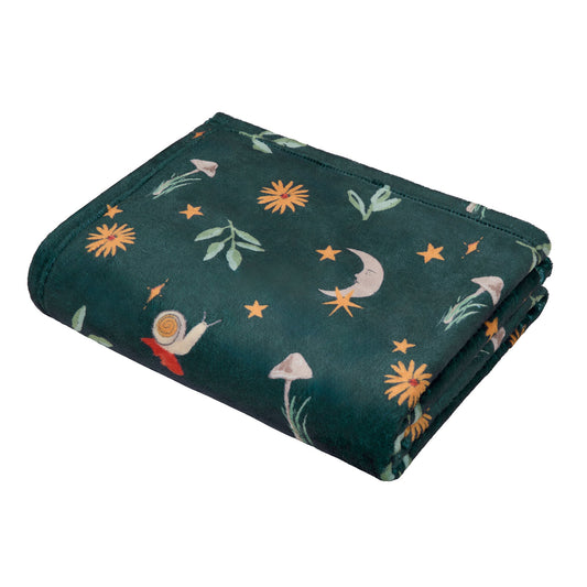 Botanical Mushrooms Throw in Green 120 x 150cm - Throw - Fusion