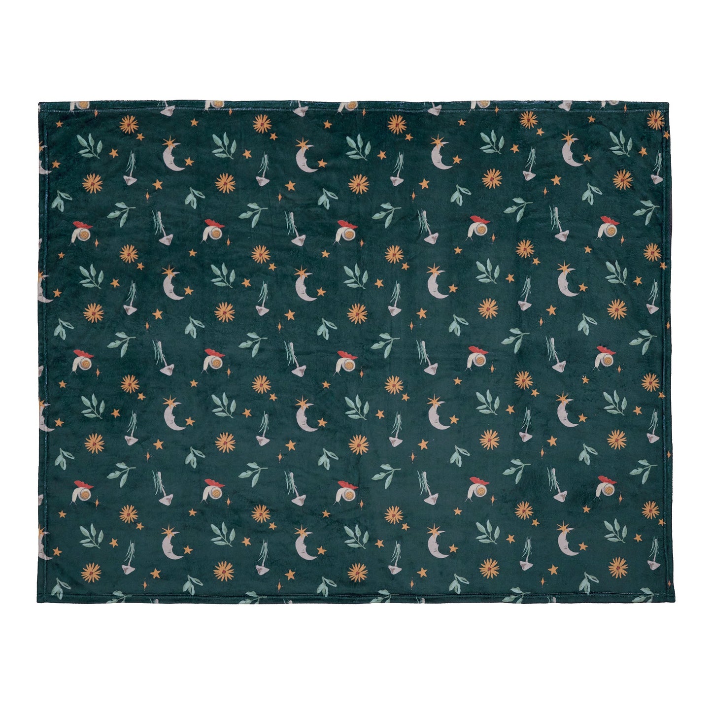 Botanical Mushrooms Throw in Green 120 x 150cm - Throw - Fusion