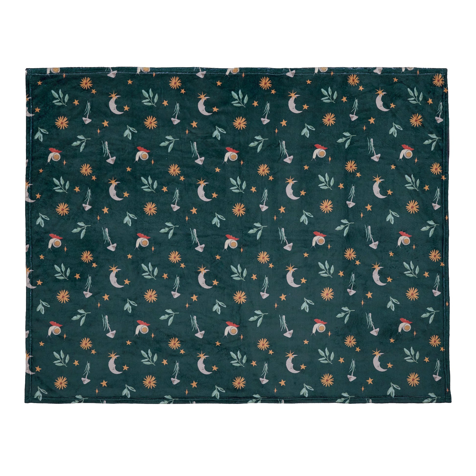 Botanical Mushrooms Throw in Green 120 x 150cm - Throw - Fusion