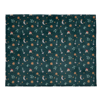 Botanical Mushrooms Throw in Green 120 x 150cm - Throw - Fusion