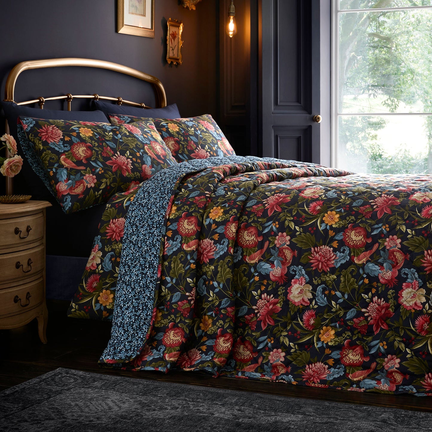Bejewelled Bedspread in Navy 200 x 230cm - Bedspread - Dreams & Drapes