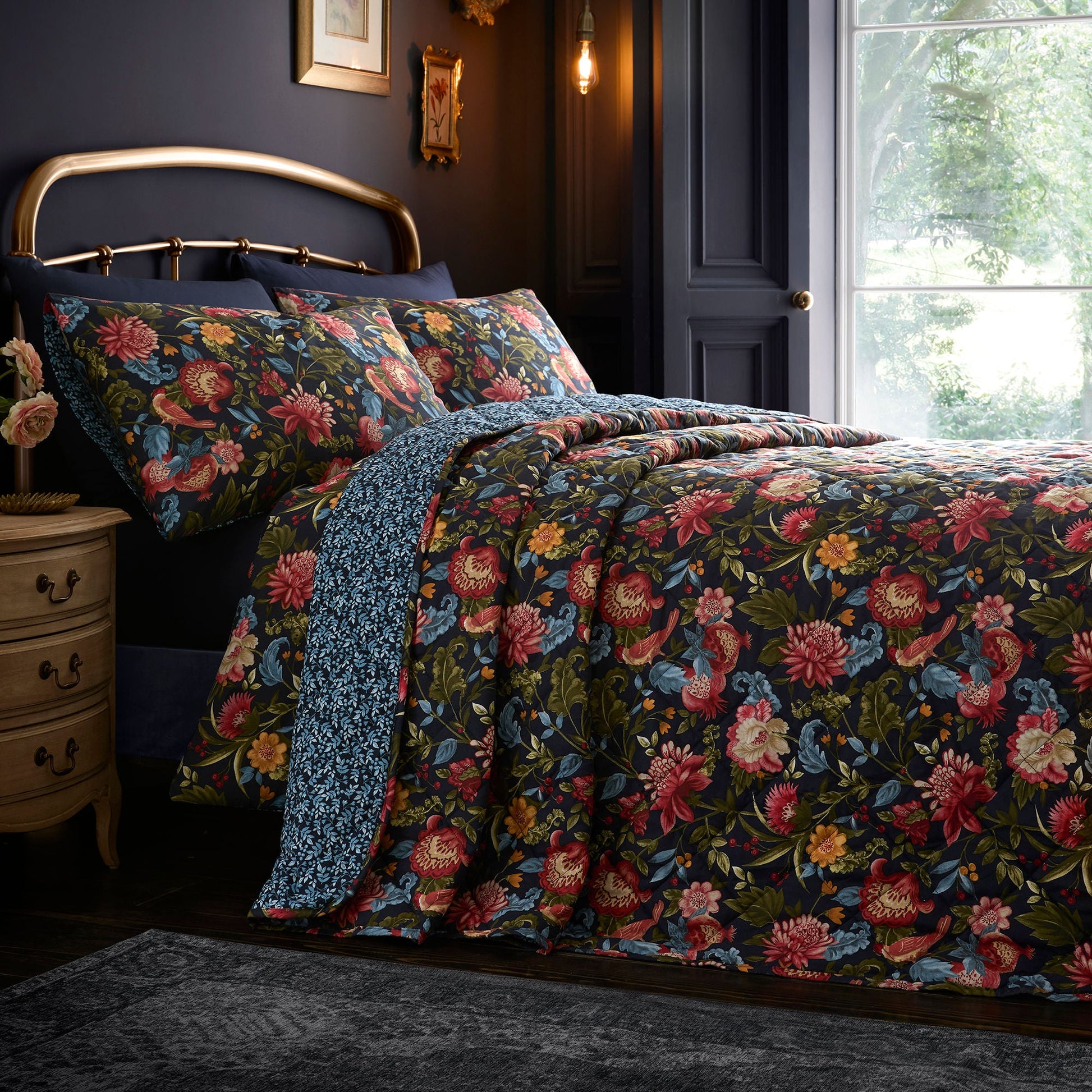 Bejewelled Bedspread in Navy 200 x 230cm - Bedspread - Dreams & Drapes