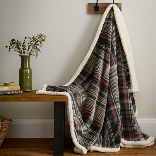 Bennet Check Throw in Green 150 x 200cm - Throw - Dreams & Drapes