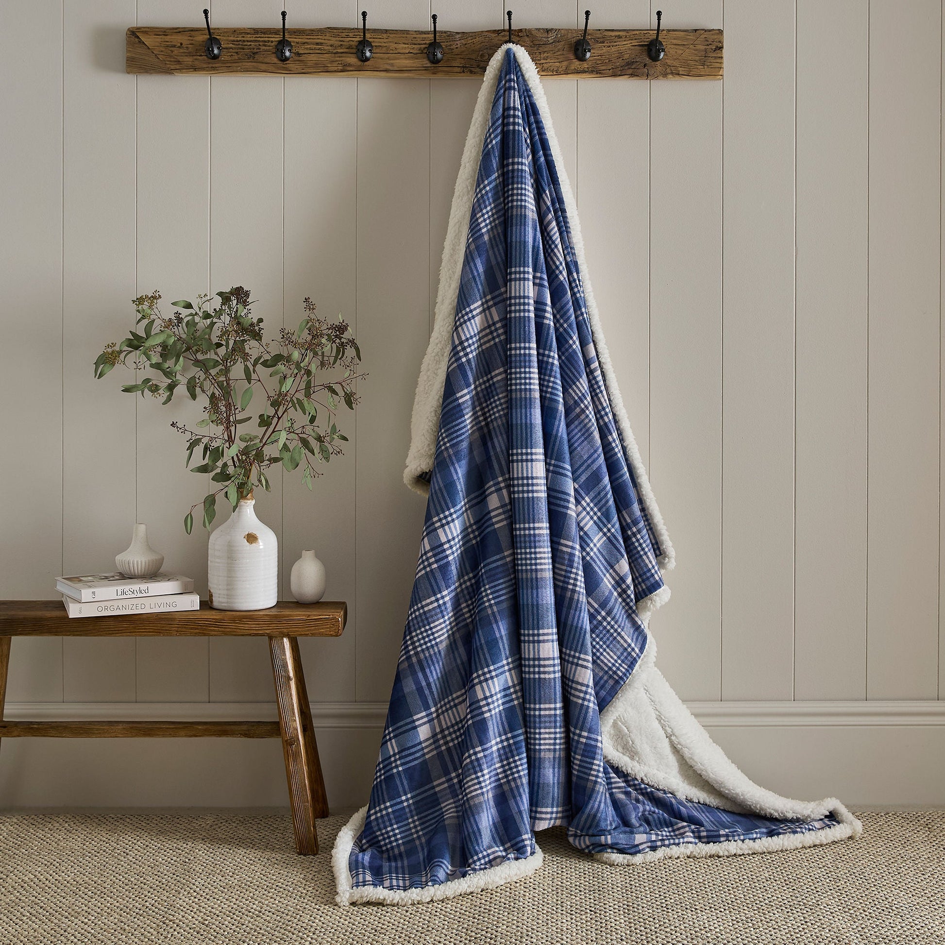 Bennet Check Throw in Navy 150 x 200cm - Throw - D & D