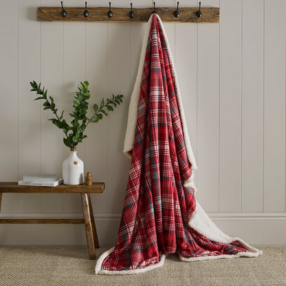 Bennet Check Throw in Red 150 x 200cm - Throw - D & D