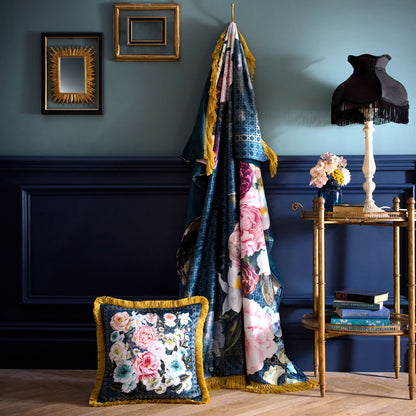 Bouquet List Cushion in Blue 43 x 43cm - Cushion - Laurence Llewelyn-Bowen