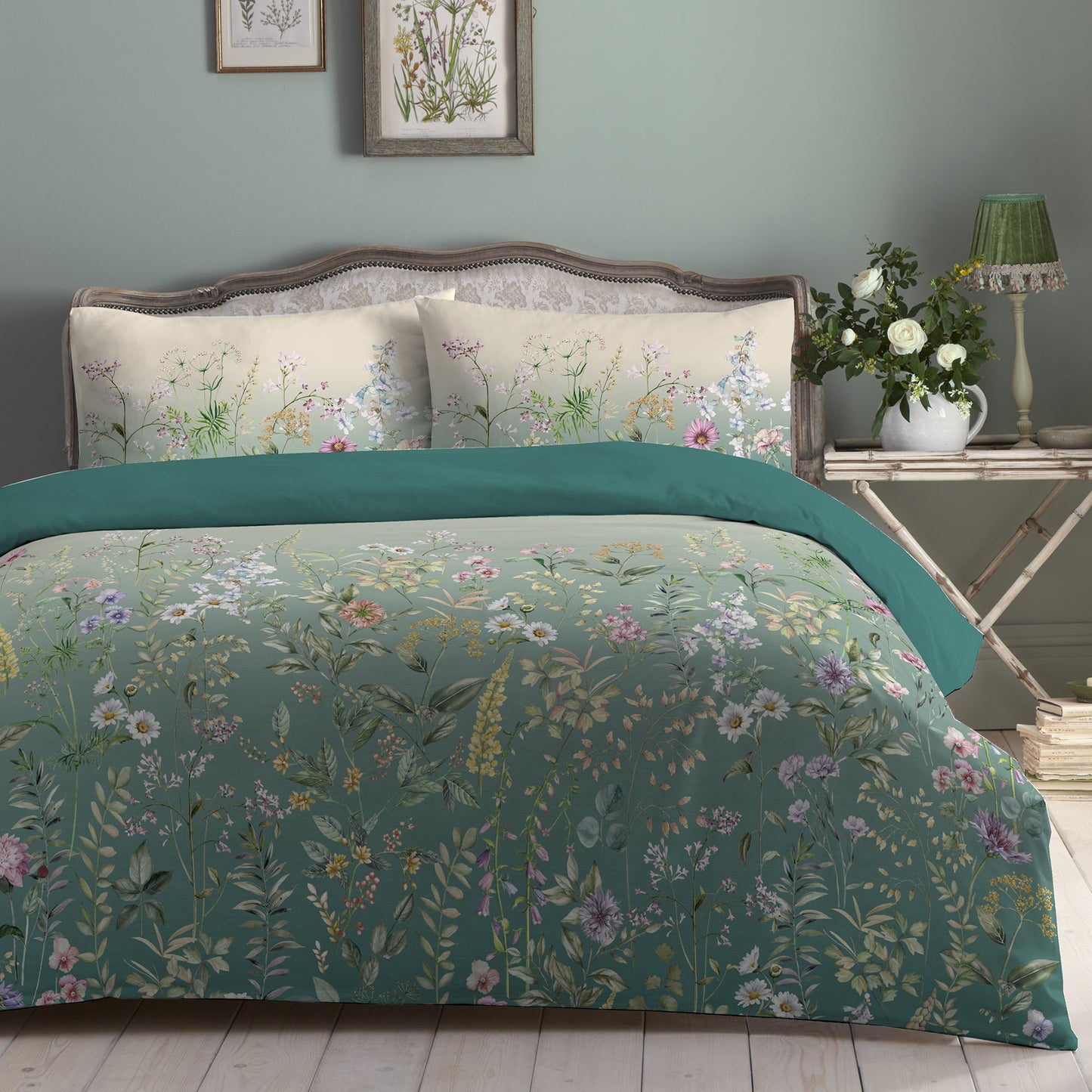 Botanical Garden Duvet Cover Set in Teal