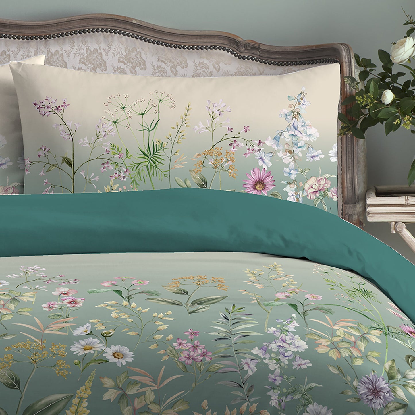 Botanical Garden Duvet Cover Set in Teal