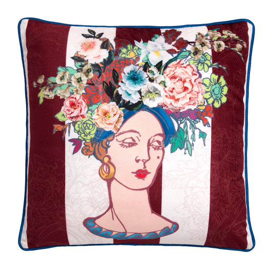 Bouquet Lady Cushion in Multi 43 x 43cm - Cushion - Laurence Llewelyn-Bowen