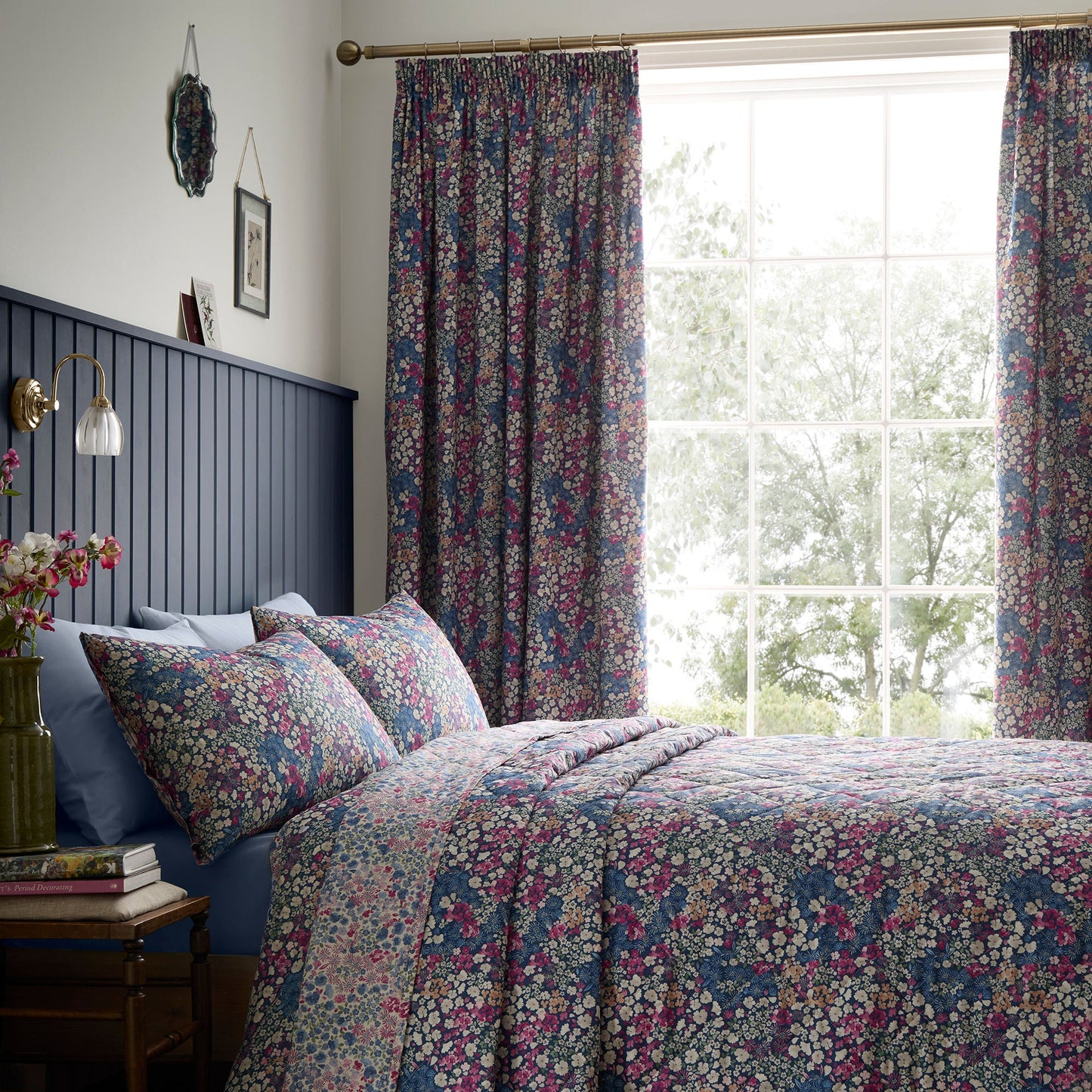Bessie Pencil Pleat Curtains in Navy - Pair of Pencil Pleat Curtains - Dreams & Drapes