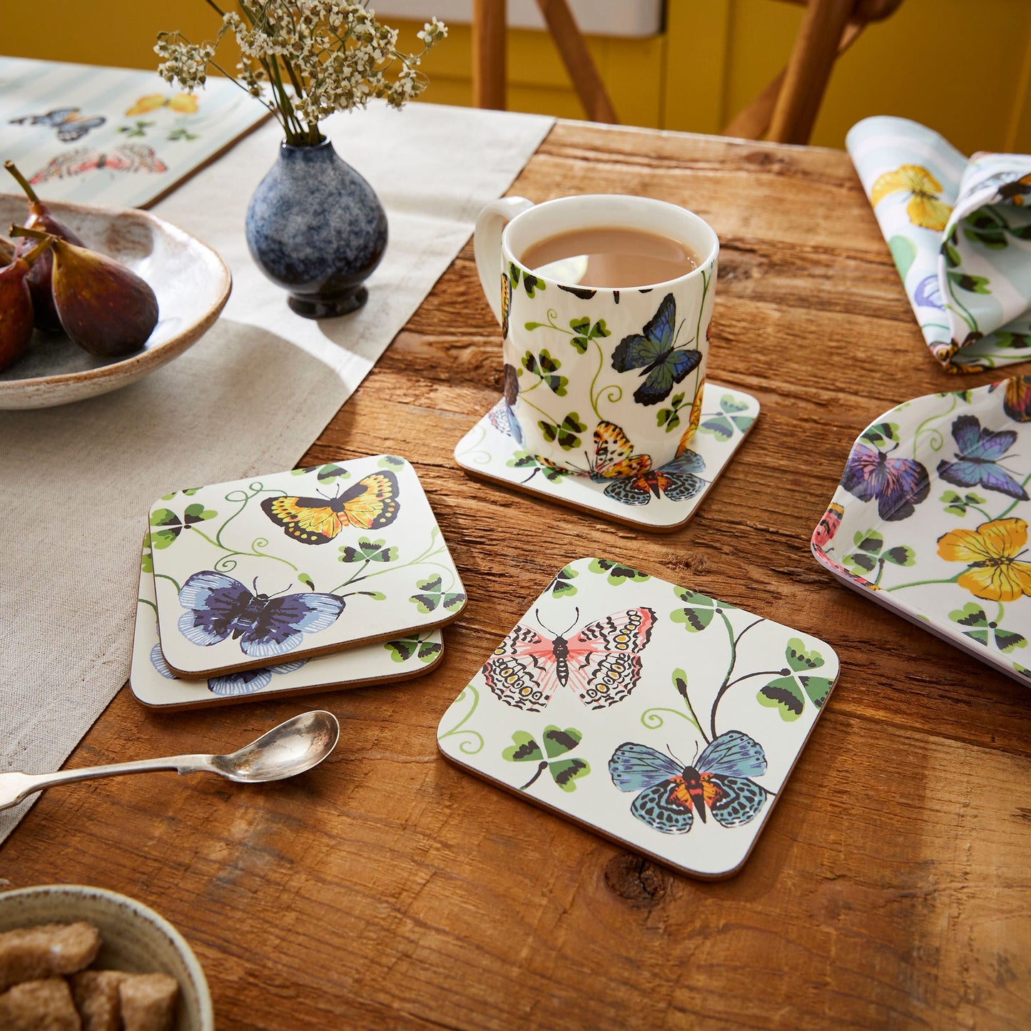Butterfly Grove Coasters 4 Pack in Blue