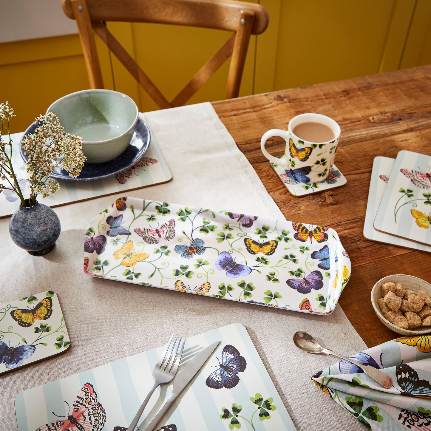 Butterfly Grove Small Serving Tray in Blue