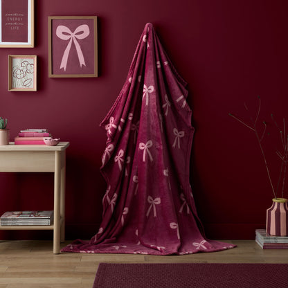 Bows Throw in Berry 120 x 150cm - Throw - Fusion