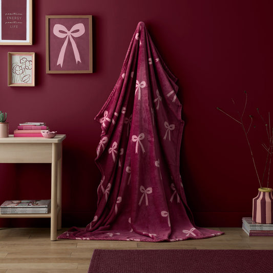 Bows Throw in Berry 120 x 150cm - Throw - Fusion