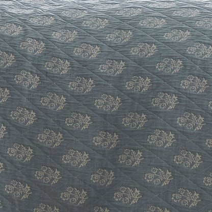 Block Floral Bedspread in Blue 235 x 235cm